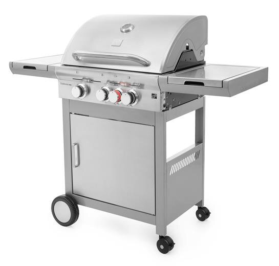 CALIFORNIA BBQ gázgrill, 4 égővel, nyomáscsökkentő szeleppel, ezüst