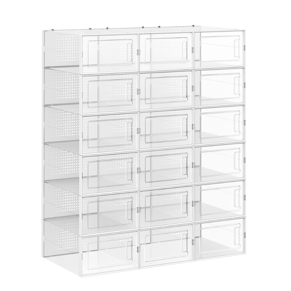 MARI cipőrendező, 18 rekesz, fehér/átlátszó