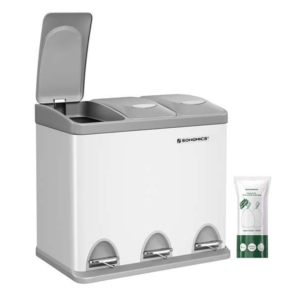 SORT szelektív hulladékgyűjtő, 24l (3x8l), szürke/fehér