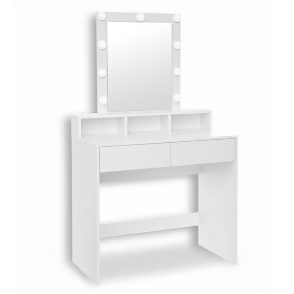 VANESA fésülködőasztal világítással, 80x40x145cm, fehér