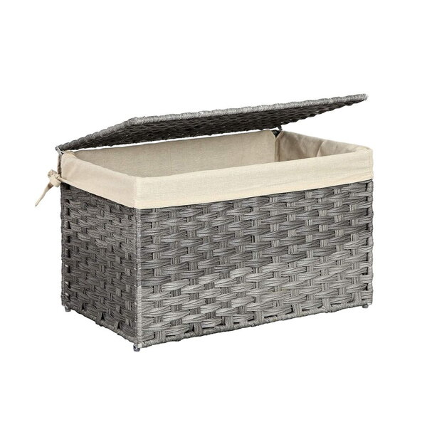 Polirattan tárolódoboz fedéllel, 55,5 x 34 x 34 cm, szürke