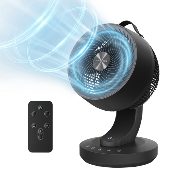 FLOW légkeringtető ventilátor távirányítóval, fekete